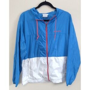 COLUMBIA Colorblock Packable Windbreaker Womens L Lightweight Travel Jacket